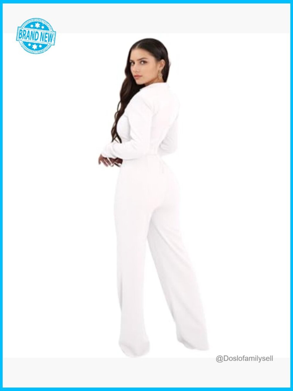 Sexy Elegant Bodycon Jumpsuit Square Neck Long Sleeve Party Club Night Outfit - Picture 2 of 7
